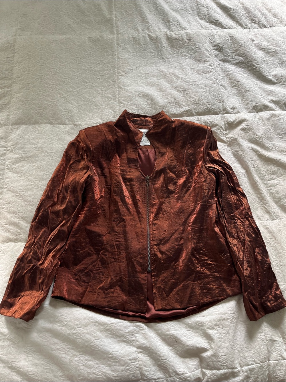 Vintage rust Shimmer Zip-Front Women's Jacket ultra suede